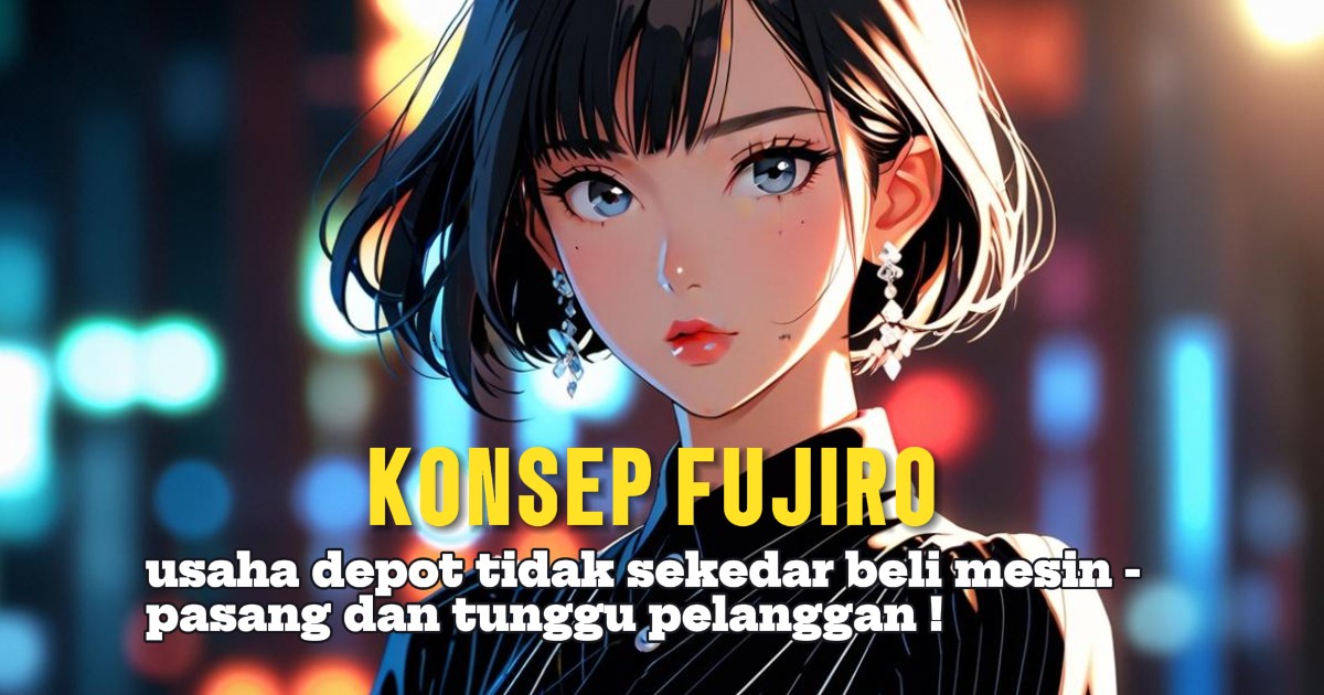 Konsep depot air minum modern FujiRO dengan branding, manajemen profesional, dan strategi usaha isi ulang