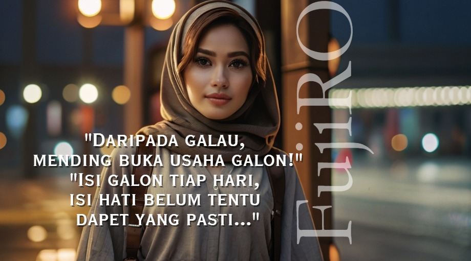 wanita cantik memegang galon air isi ulang untuk promosi usaha depot air minum
