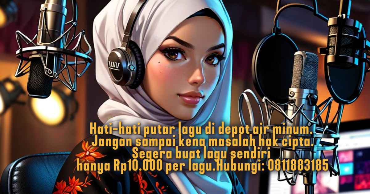 Wanita berhijab glamour rekaman lagu jingle depot air minum, solusi aman hak cipta