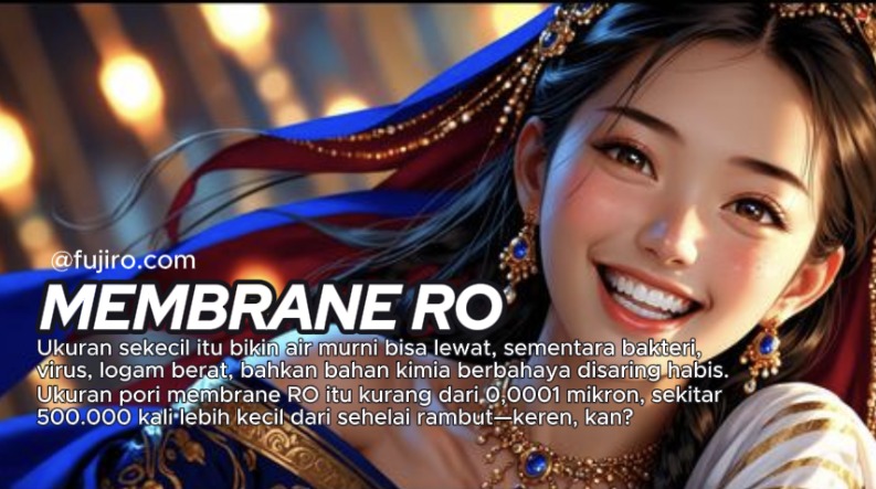 Membrane RO menjadikan air murni 99% bebas kontaminan dan aman diminum setiap hari.